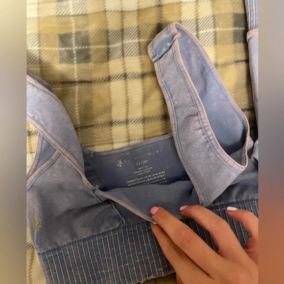 FREE PEOPLE Acid Wash Ribbed Sports Bra and Leggings Set - Picture 2 of 4